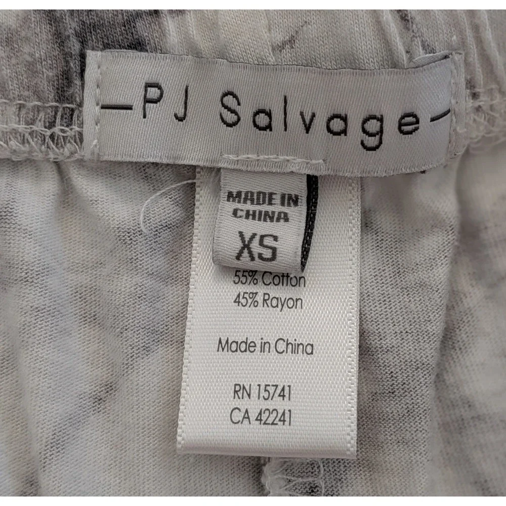 PJ Salvage Pajama Shorts Long Sleeve Top Set Marbled White Gray Women's XS
